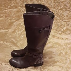 Gianni Bini Jewelled Heel Distressed Riding Boots